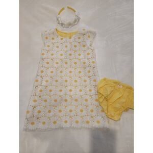 Gymboree Girls Daisy Overlay Dress w/ Headband Sz 3